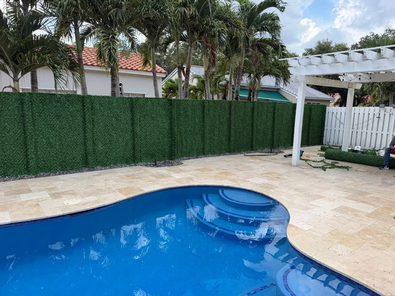 Dolce Green project: pool patio hedge wall