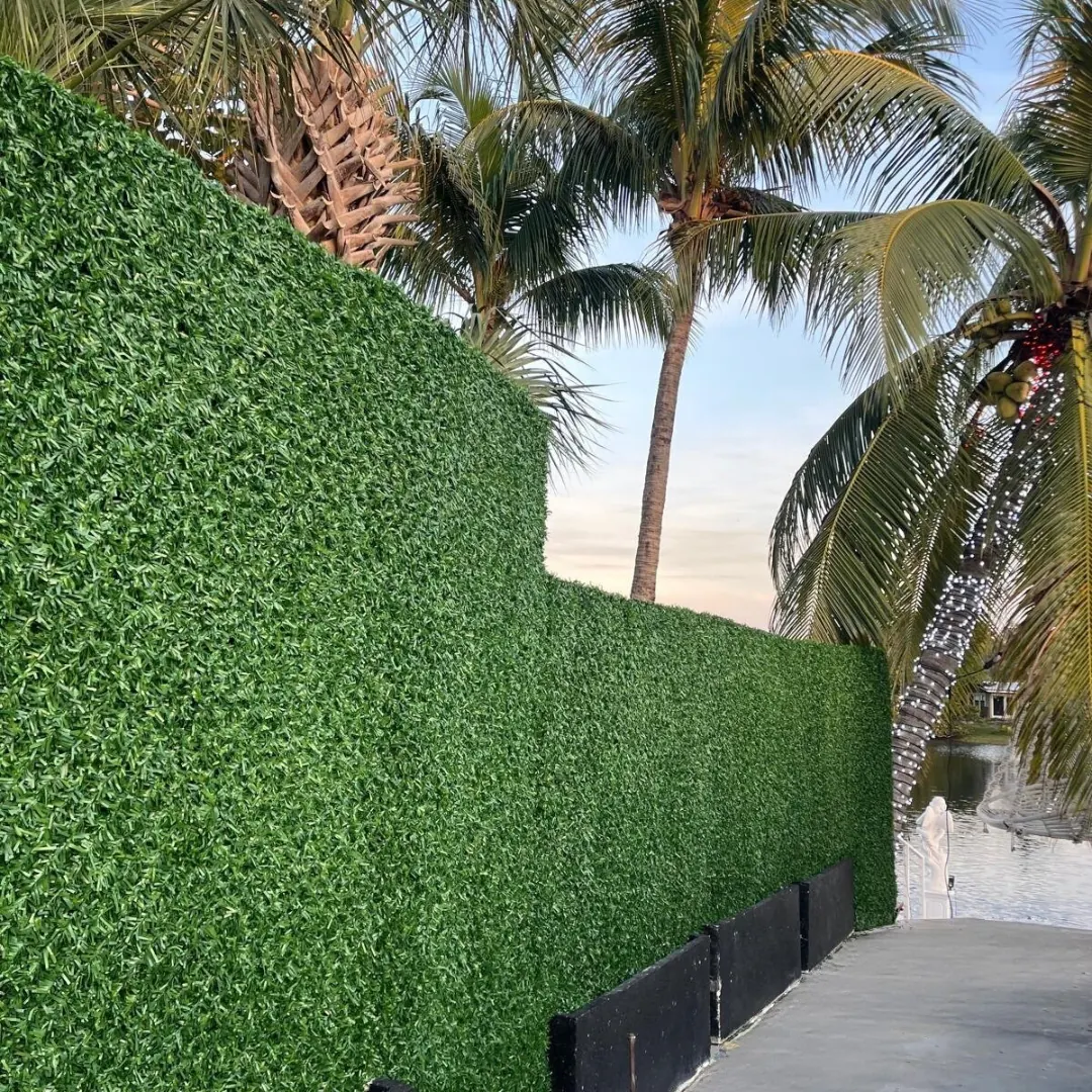 Dolce Green project: waterfront hedge wall sunset
